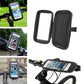Rider easily operating a phone through the touch-sensitive screen of the bike holder.