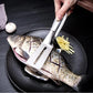 Quickslice stainless steel BBQ tongs with secure clip mechanism.