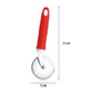 Detailed view of the Ganesh stainless steel pizza cutter, ready for use.
