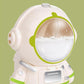 Detail of the hidden water outlet inside the astronaut-shaped water bottle.