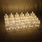 Packaging of 24 LED flameless decorative candles with compact, battery-operated design