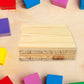 Detailed view of the smooth, non-toxic wooden pattern puzzle pieces and cards.