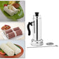 Stainless steel Puttu Maker set with steamer plate and a shiny silver lid.