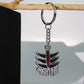 Side view of durable Mahakal metal keychain accessory