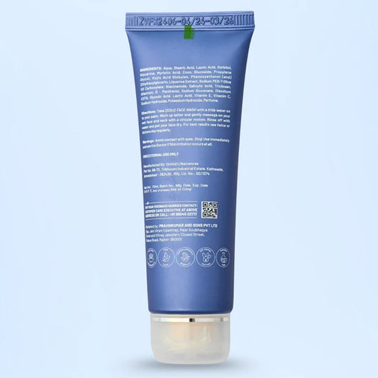 Demonstration of applying Vitamin C brightening face wash on skin