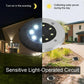 Bright solar LED garden light with stainless steel body glowing at night with sharp illumination