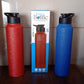Closeup image of stainless steel water bottle highlighting leakproof cap