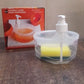 Stylish liquid soap dispenser and sponge holder set, keeping countertops clutter-free.