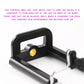 Adjustable mobile holder attachment demonstrating its strong spring-loaded grip.