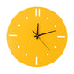 Elegant yellow silent wall clock displaying clear time