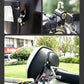 Heavy-duty metal helmet lock mounted on motorcycle handlebar for secure safety