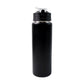 Portable stainless steel sports water bottle in sleek matte black