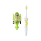 Children brushing with fun helicopter toy toothbrush