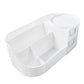 Makeup storage caddy featuring dual-layer drawers and rotating top tray