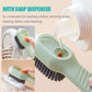 Textured non-slip handle of the cleaning brush designed for a firm grip.
