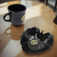 The complete 8-piece ceramic tea cup and serving bowl set presented for dining.