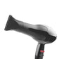 Black hair dryer demonstrating its hot and cold air settings.