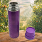 Upright view of the durable stainless steel bottle, showcasing its elegant finish.