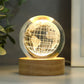Detailed view of the illuminated crystal sphere, showcasing its captivating 3D design.