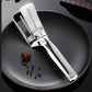 Stainless steel multifunction cooking tong with oil-draining slots.