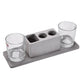 Designer wine glass holder set with contemporary lead-free glasses.