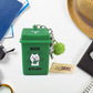 Tiny Trash Can Keyring attached to keys, adding quirky eco-friendly style