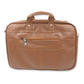 Side view of the stylish faux leather laptop bag with a clean background.