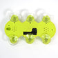 Rear view of the Indo Glow desktop clock showing control buttons and battery compartment.