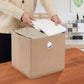 Stacked foldable storage boxes designed to organise clothes and accessories