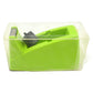 Compact heavy-duty tape dispenser with a transparent tape roll for efficient parcel sealing.