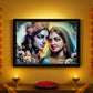 Lord Krishna Radha framed wall art hanging on living room wall