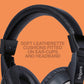 Close-up of wired audio headset with flexible boom microphone