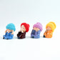 Decorative resin monk Buddha figurines set with straw hat accents for tabletop or dashboard display