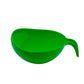 A white rice washing bowl with a thick drain basket and comfortable handle, ready for use.
