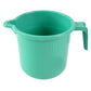 Stable wide base of durable plastic bath mug preventing tipping