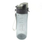 Plastic water bottle with carry case, ready for gym or workout sessions.