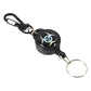 Anti-lost retractable key reel with strong nylon-coated steel wire extended.