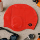 Close-up of flexible silicone material on swimming cap