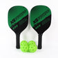 Four durable plastic perforated pickleball balls designed for controlled flight