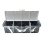 Kitchen countertop organized with the Tidy Table 4-section storage container.