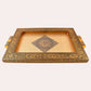 Premium wooden Rajwadi decorative tray with ornate golden finish