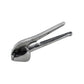 Easy-to-clean aluminum garlic press, suitable for dishwasher use.