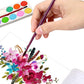 A complete watercolor kit with 12 organic color pigments and a brush, suitable for all skill levels.
