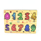 Wooden number puzzle featuring vibrant, non-toxic number blocks for learning.