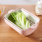 Front view of a rotatable strainer basket, perfect for quick rinsing.