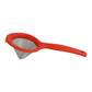 Green tea strainer hanging from kitchen hook for easy storage