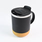 Ergonomic handle insulated coffee mug for comfortable grip on commute