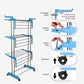 A close-up of clothes drying on the multi-tier laundry rack, highlighting its capacity.