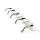 5-hook stainless steel coat rack with smooth rounded edges mounted on wall