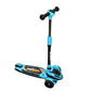 Child riding foldable lightweight kick scooter with big wheels outdoors